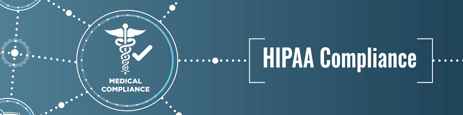 A blue graphic with a medical symbol and a checkmark labeled “Medical Compliance” highlights HIPAA compliance, connected by dotted lines to the text “HIPAA-Compliant Printing” on the right side.